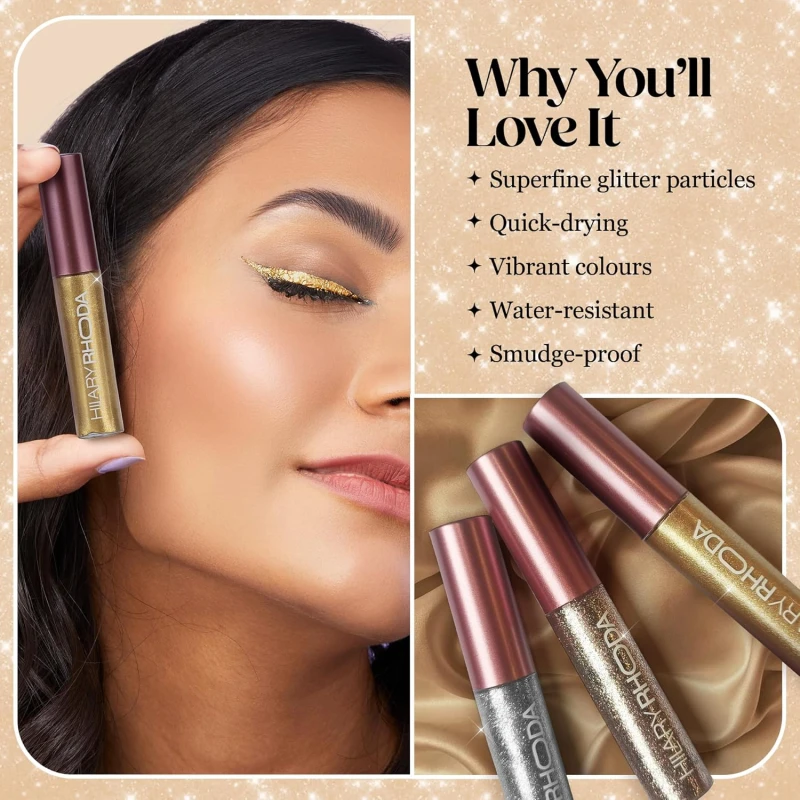 Hilary Rhoda Showstopper Eyeliner | Smudge-proof & Metallic Glitter Eyeliner | Water-Resistant | 5ml (Yellow Gold - Shade 06) thumbnail 4